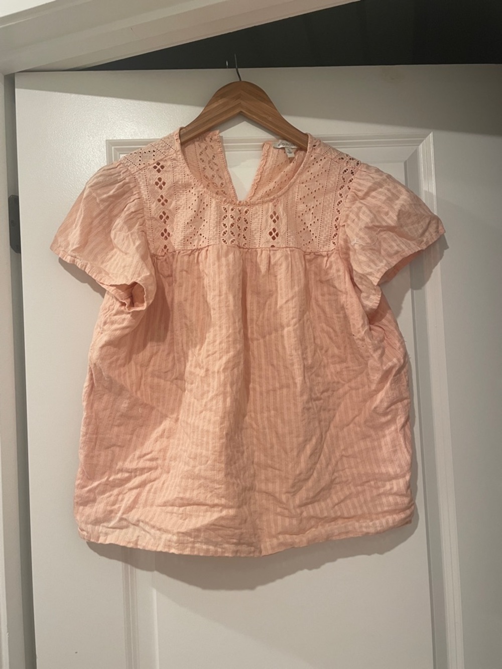Ella moss peach Short Sleeve Blouse small 100% cotton
